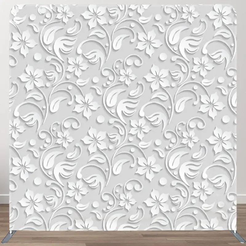 Aperturee Simple White Spiral Floral Backdrop Cover For Decor - Aperturee