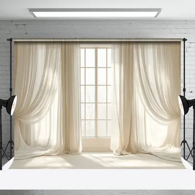 Aperturee Warm Beige Curtain Window Scenery Photo Backdrop | Photography Photo Background | Best Background Photoshoot | Wall...