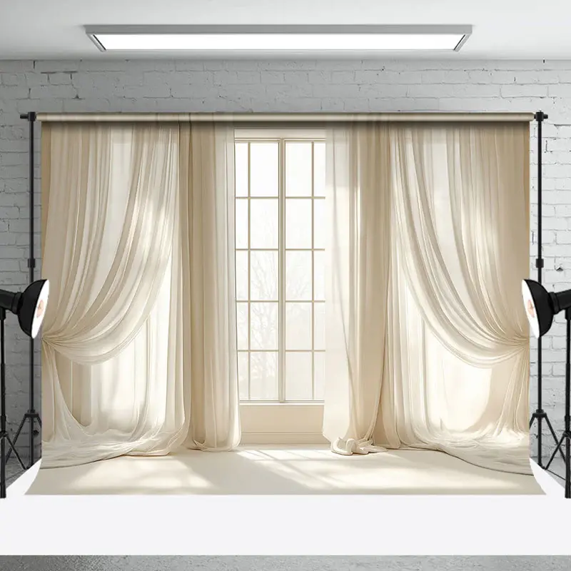 Aperturee Warm Beige Curtain Window Scenery Photo Backdrop | Photography Photo Background | Best Background Photoshoot | Wall...