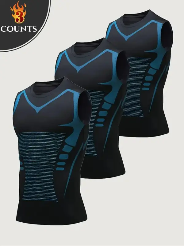 Men's Colorblock Compression Tank Top, Breathable Quick Drying Sleeveless Shapewear Top, Men's Shapewear for All Seasons