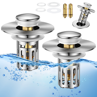 JOMST Bath Universal 2-in-1 Bathroom Sink Stopper, Pop-up with Anti-Clog Removable Stainless Steel Filter Basket Drain Hair S...