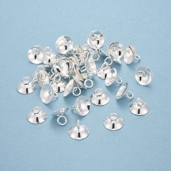 201 Stainless Steel Bead Cap Pendant Bails