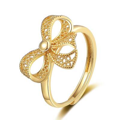 Bowknot Brass Adjustable Rings for Women