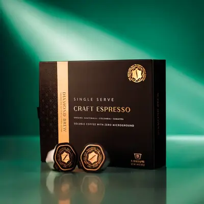 Diamond Brew Craft Instant Espresso - 160mg Caffeine, 100% Arabica, Sugar-Free, No Additives, Single Serve, Hot or Iced, Cold...