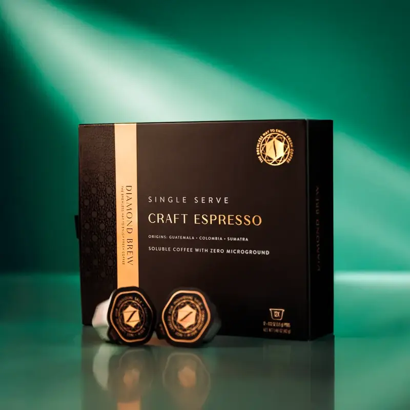 Diamond Brew Craft Instant Espresso - 160mg Caffeine, 100% Arabica, Sugar-Free, No Additives, Single Serve, Hot or Iced, Cold...