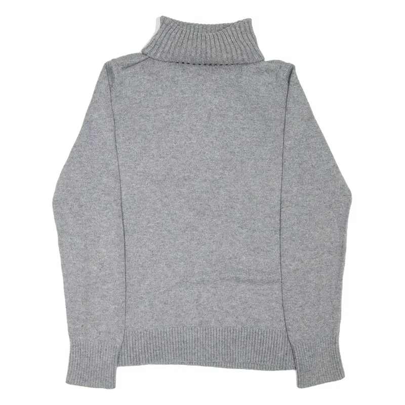 LANDS END Womens Jumper Grey Roll Neck Tight Knit M