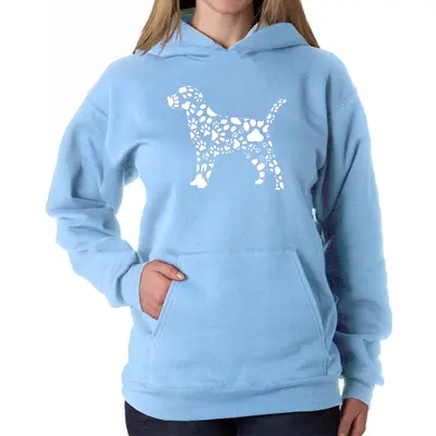 Dog Paw Prints - Women's Word Art Hooded Sweatshirt - Purple - XXX-Large