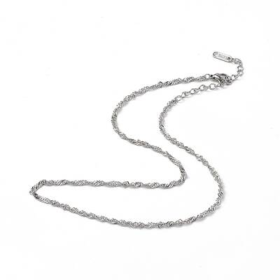 Non-Tarnish 304 Stainless Steel Singapore Chain Necklace for Men Women