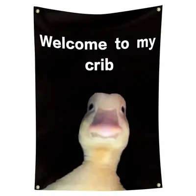 Welcome To My Crib Letter & Duck Pattern Decorative Flag, Hanging Decorative Room Banner, Decorative Flag for College Dorms, ...