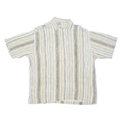 GARRY Mens Shirt Grey 90s Striped XL