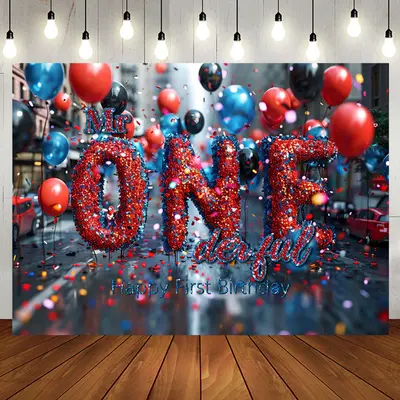 Bokeh Street Mr Onederful Happy 1st Birthday Backdrop