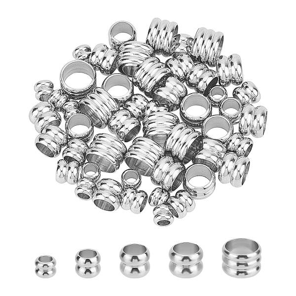 50Pcs 5 Style 304 Stainless Steel Beads