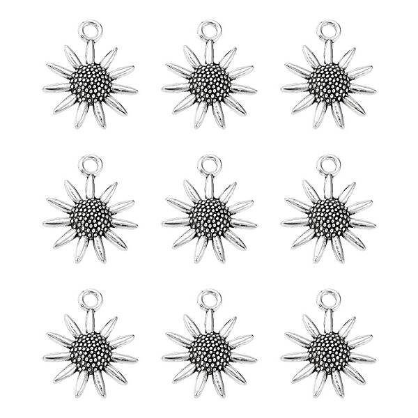 Lead Free and Cadmium Free Tibetan Style Sunflower Pendant