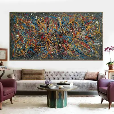 Jackson Pollock Style Paintings On Modern Colorful Painting Abstract Textured Fine Art Handmade Oil Painting | OBLIVION
