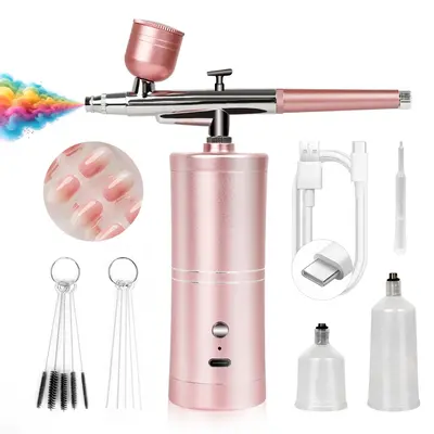 SAVILAND Wireless Airbrush Kit - Super-Stable 25 PSI Dual-Mode 0.3mm Nozzle for Nails Makeup Ombre French Gel Nail Art with A...