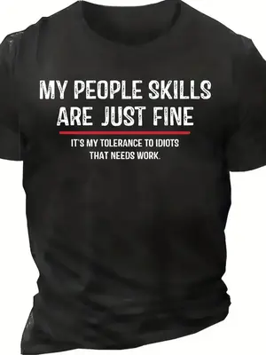 Men's Letter Print Round Neck Tee, Summer Clothes, Regular Fit Crew Neck Short Sleeve T-Shirt for Outdoor Daily Wear, Casual ...