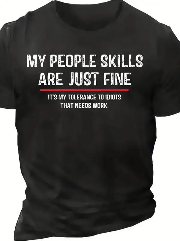 Men's Letter Print Round Neck Tee, Summer Clothes, Regular Fit Crew Neck Short Sleeve T-Shirt for Outdoor Daily Wear, Casual ...