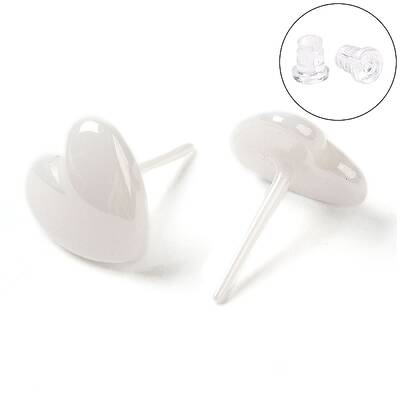 Hypoallergenic Bioceramics Zirconia Ceramic Heart Stud Earrings