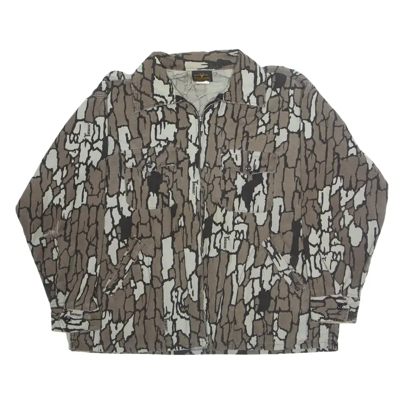DEERSKIN Mens Jacket Brown Crazy Pattern L