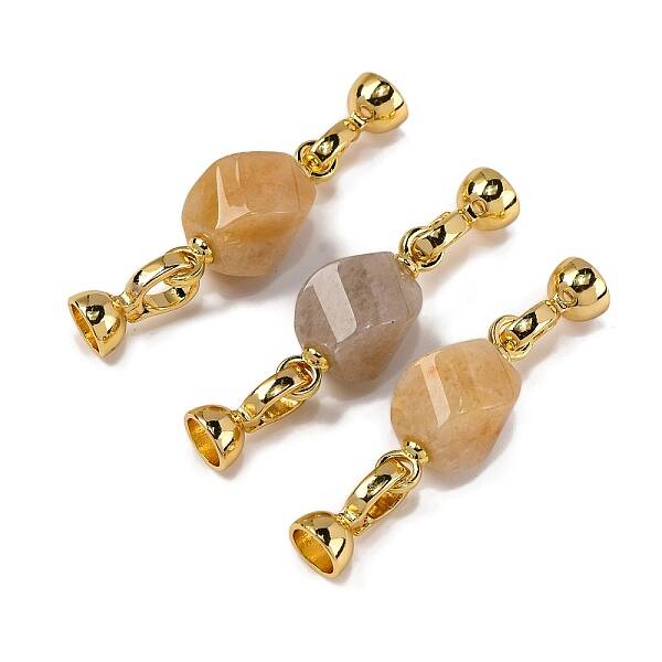 Rack Plating Brass and Topaz Jade Flod Over Clasps