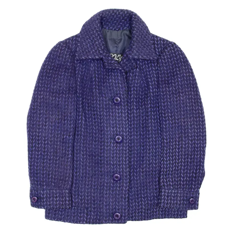 POLY Womens Overcoat Coat Purple Wool S