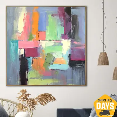 Large Abstract Colorful Paintings On Canvas Puzzle Painting Original Handmade Art Handmade Textured Wall Painting | AUTUMN PU...