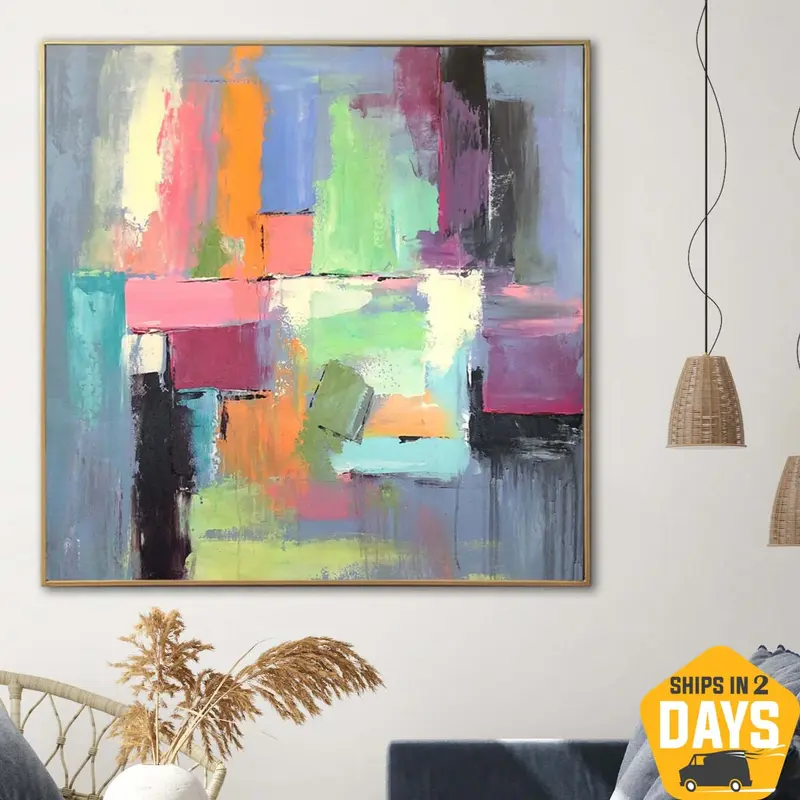 Large Abstract Colorful Paintings On Canvas Puzzle Painting Original Handmade Art Handmade Textured Wall Painting | AUTUMN PU...