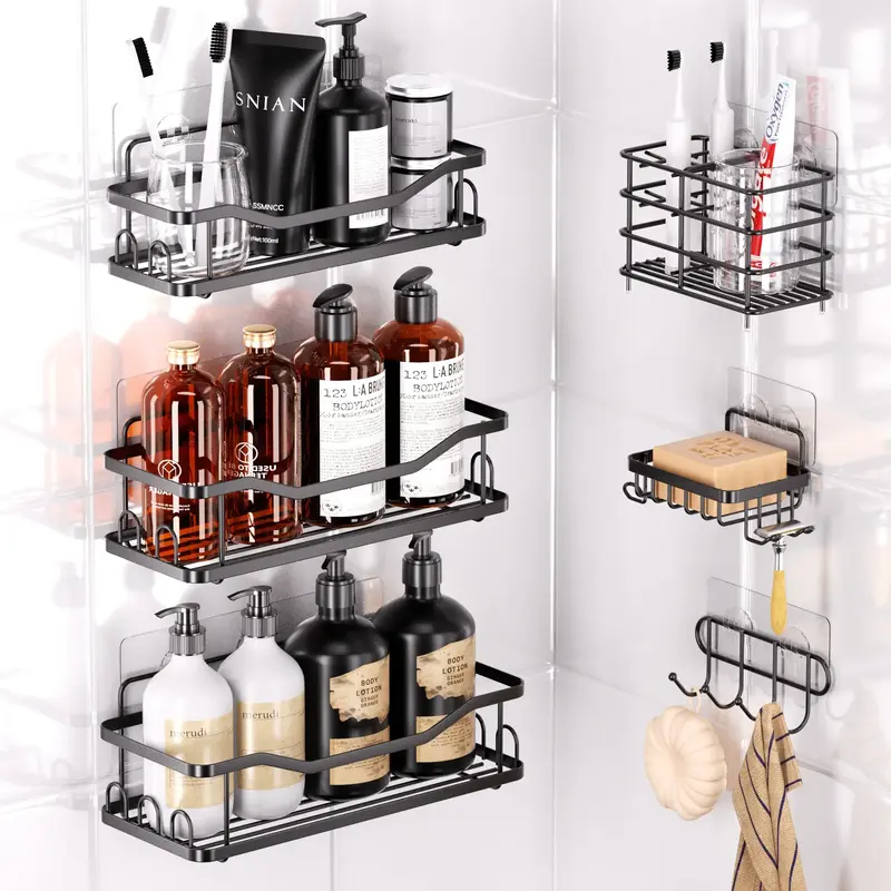 6 Pack Shower Caddy Shower Organizer, Rustproof Stainless Steel Bathroom Accessories Organizer, Shower Shelves for Inside Sho...