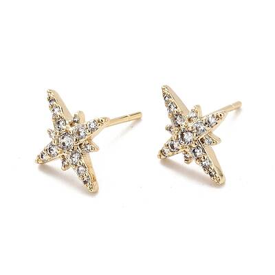 Clear Cubic Zirconia Star Stud Earrings