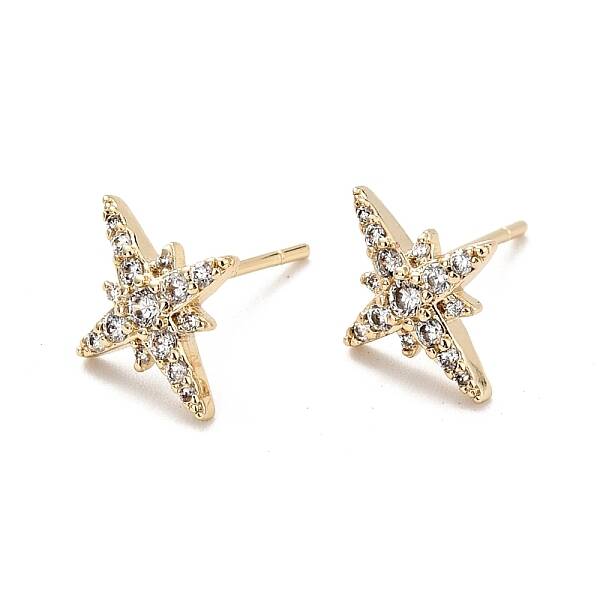 Clear Cubic Zirconia Star Stud Earrings