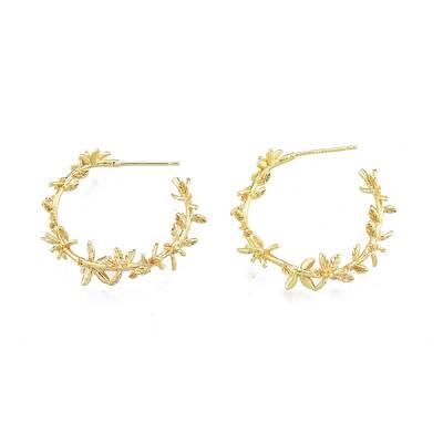Brass Flower of Life Wrap Stud Earrings
