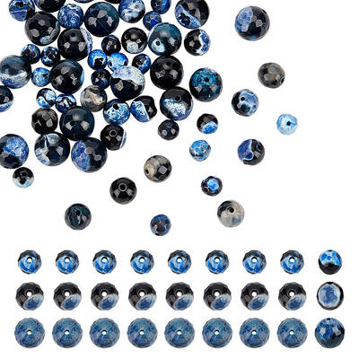 60Pcs 3 Styles Natural Dyed Fire Crackle Agate Beads Sets