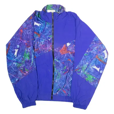 RENTSCH Mens Shell Jacket Purple Nylon 80s Crazy Pattern M