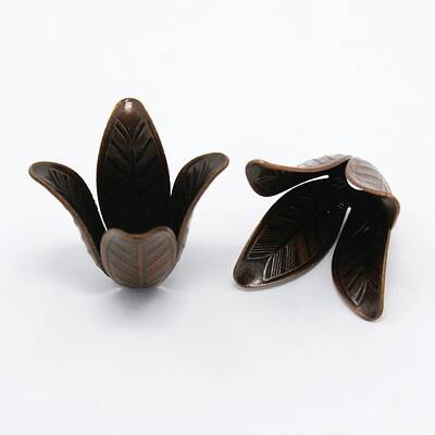 4-Petal Brass Flower Bead Caps
