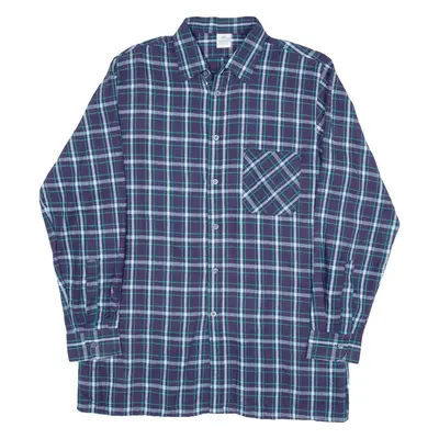 Flannel Shirt Blue Check Long Sleeve Mens M