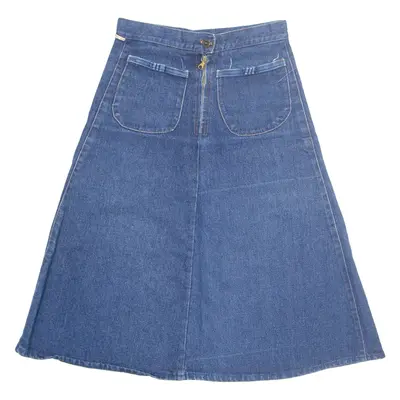 Womens A-Line Skirt Blue Midi Denim S
