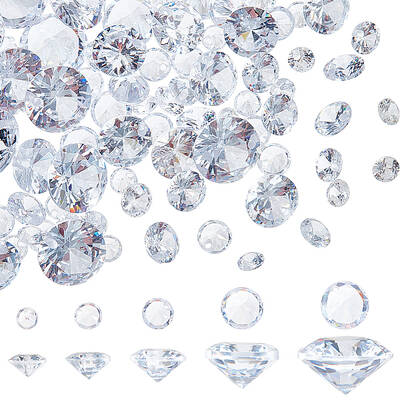 150Pcs 5 Style Cubic Zirconia Pointed Back Charms