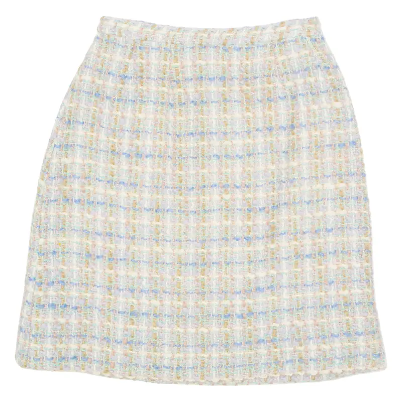 Womens Straight Skirt Blue Knee Length Check XS