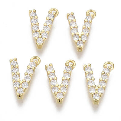 Brass Micro Pave Cubic Zirconia Charms