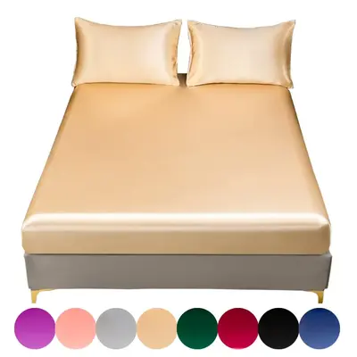 Solid Color Fitted Sheet & Pillowcase Set, 1 Count Fitted Sheet & 1/2 Counts Pillowcase(19.7x29.5in) without Filler, Soft Com...