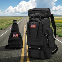 2pcs Set 21.13gal Hiking Backpack Camping Mountaineering Bag Tactical Backpack 3 Day Assault Pack Chest Pack Large Camping Un...