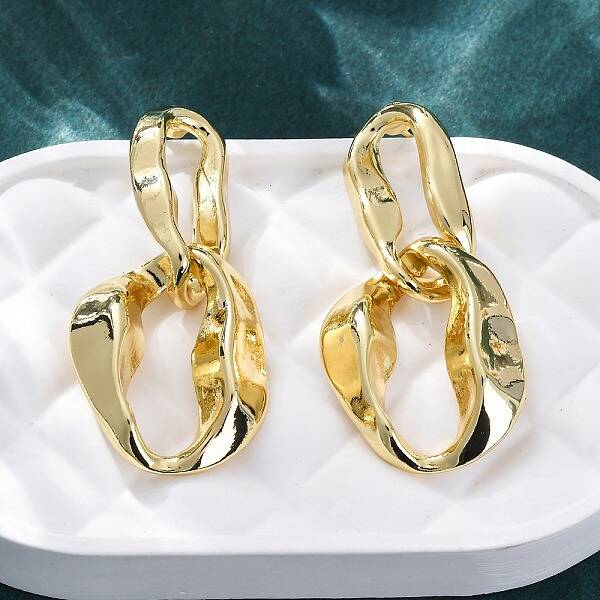 Nuggets Brass Dangle Stud Earrings