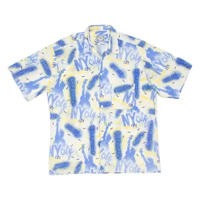 Mens Shirt Blue Crazy Pattern L