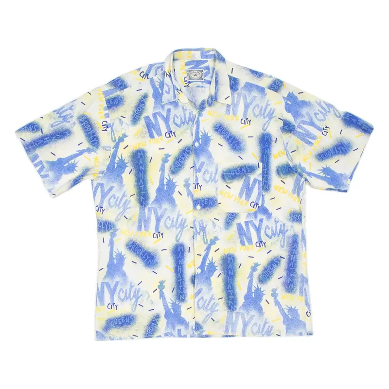 Mens Shirt Blue Crazy Pattern L