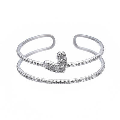 Non-Tarnish 304 Stainless Steel Heart Wrap Open Cuff Ring