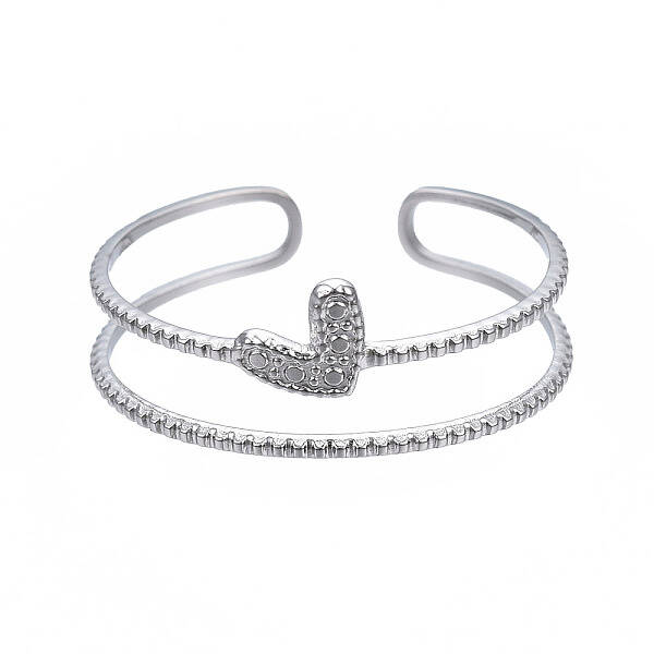 Non-Tarnish 304 Stainless Steel Heart Wrap Open Cuff Ring