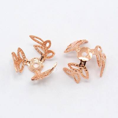 3-Petal Brass Flower Bead Caps