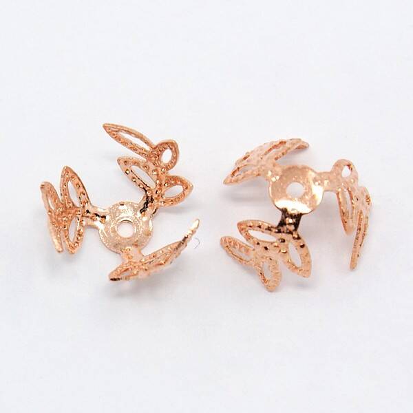3-Petal Brass Flower Bead Caps