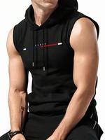Men's Regular Fit Letter Print Tank Top, Casual Sleeveless Hooded Hoodie for Summer, Fashion Men's Clothes for Daily Wear, Sw...