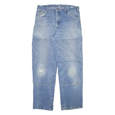 DICKIES Carpenter Workwear Mens Jeans Blue Relaxed Straight Stone Wash W34 L32